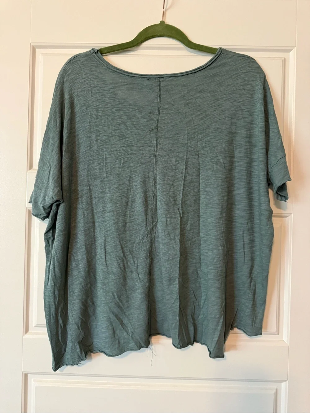 Relaxed Boatneck Short-Sleeve Top in Sage Green - Picture 3 of 4
